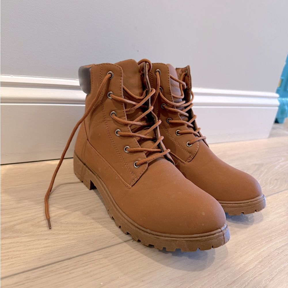 Brown work boots